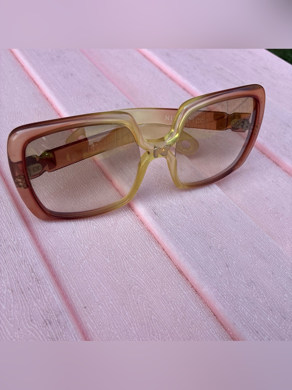 Vintage Nina Ricci Paris 1970’s Square Jackie O Sunglasses